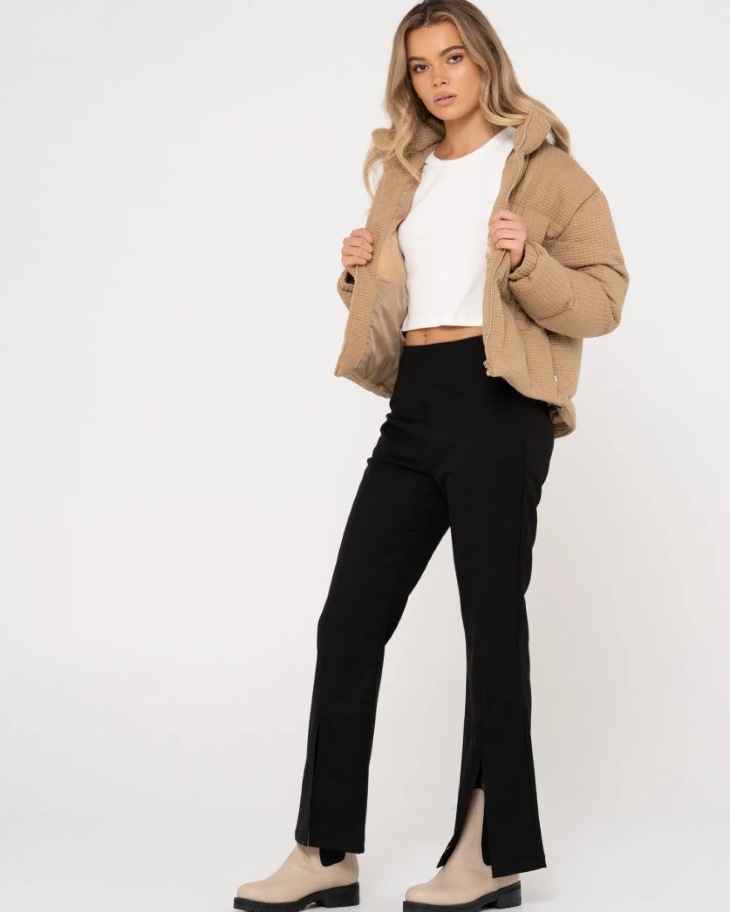 Cheap Soleil Textured Puffer Jacket Womens Jackets