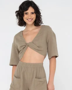 Hot Somewhere Twisted Reversible Top Womens Fashion Tops