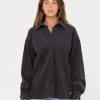 Best Sale The Secret Oversized Cord Shirt Womens Fashion Tops
