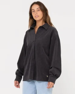 Best Sale The Secret Oversized Cord Shirt Womens Fashion Tops