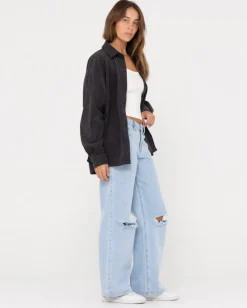Best Sale The Secret Oversized Cord Shirt Womens Fashion Tops