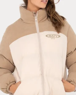 New Tilly Zip Thorugh Contrast Puffer Jacket Womens Jackets
