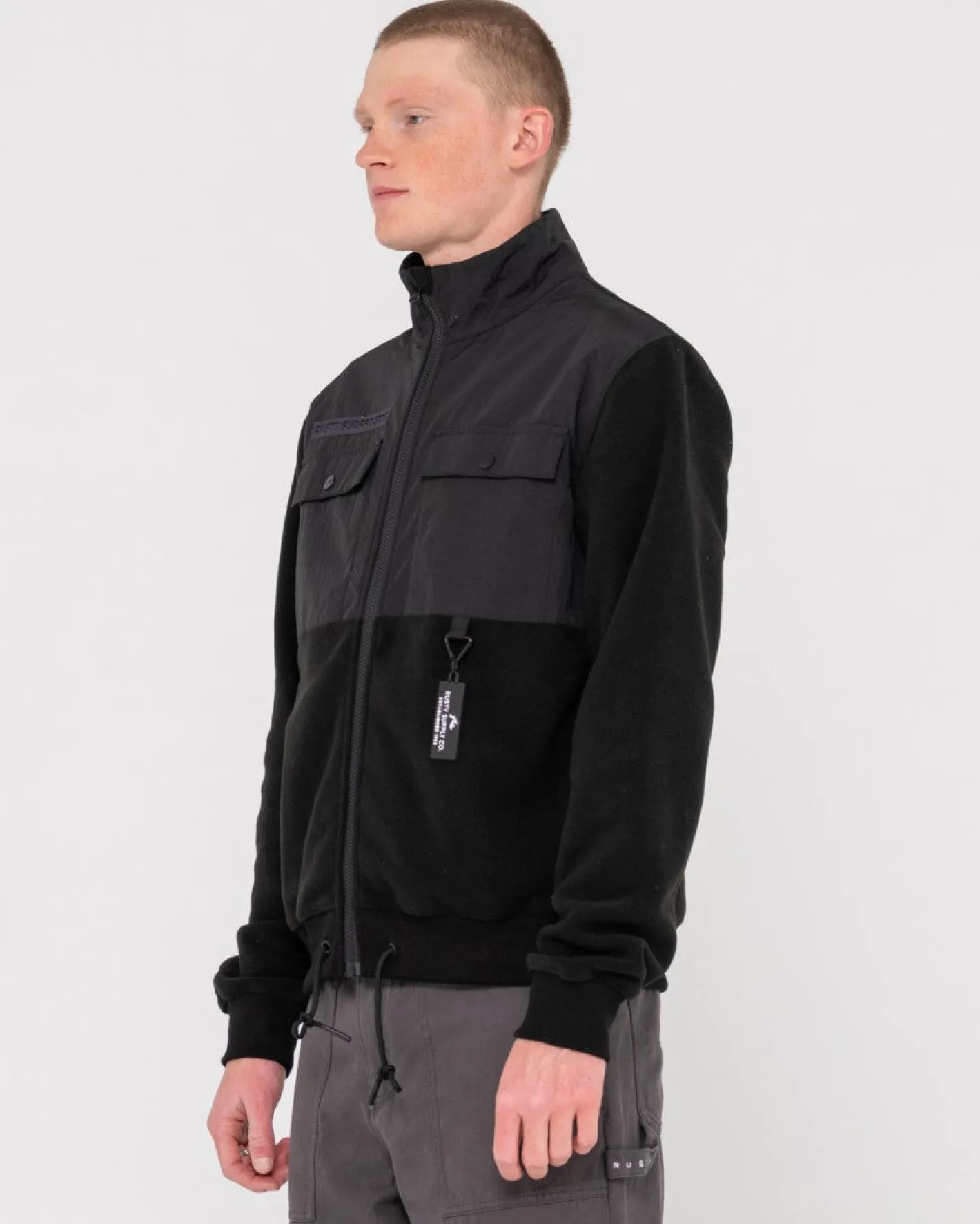 Fashion Utility Zip Up Polar Fleece Mens Hoodies & Fleece
