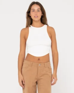 Store Vicky Curved Hem Crop Tank Womens Tees & Tanks