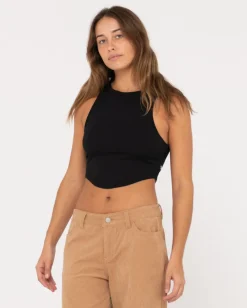 Store Vicky Curved Hem Crop Tank Womens Tees & Tanks