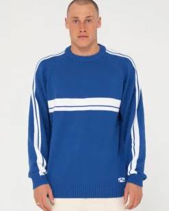Shop White Lines Crew Neck Knit Sweater Mens Knitwear