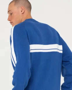 Shop White Lines Crew Neck Knit Sweater Mens Knitwear