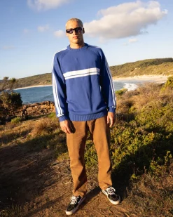 Shop White Lines Crew Neck Knit Sweater Mens Knitwear