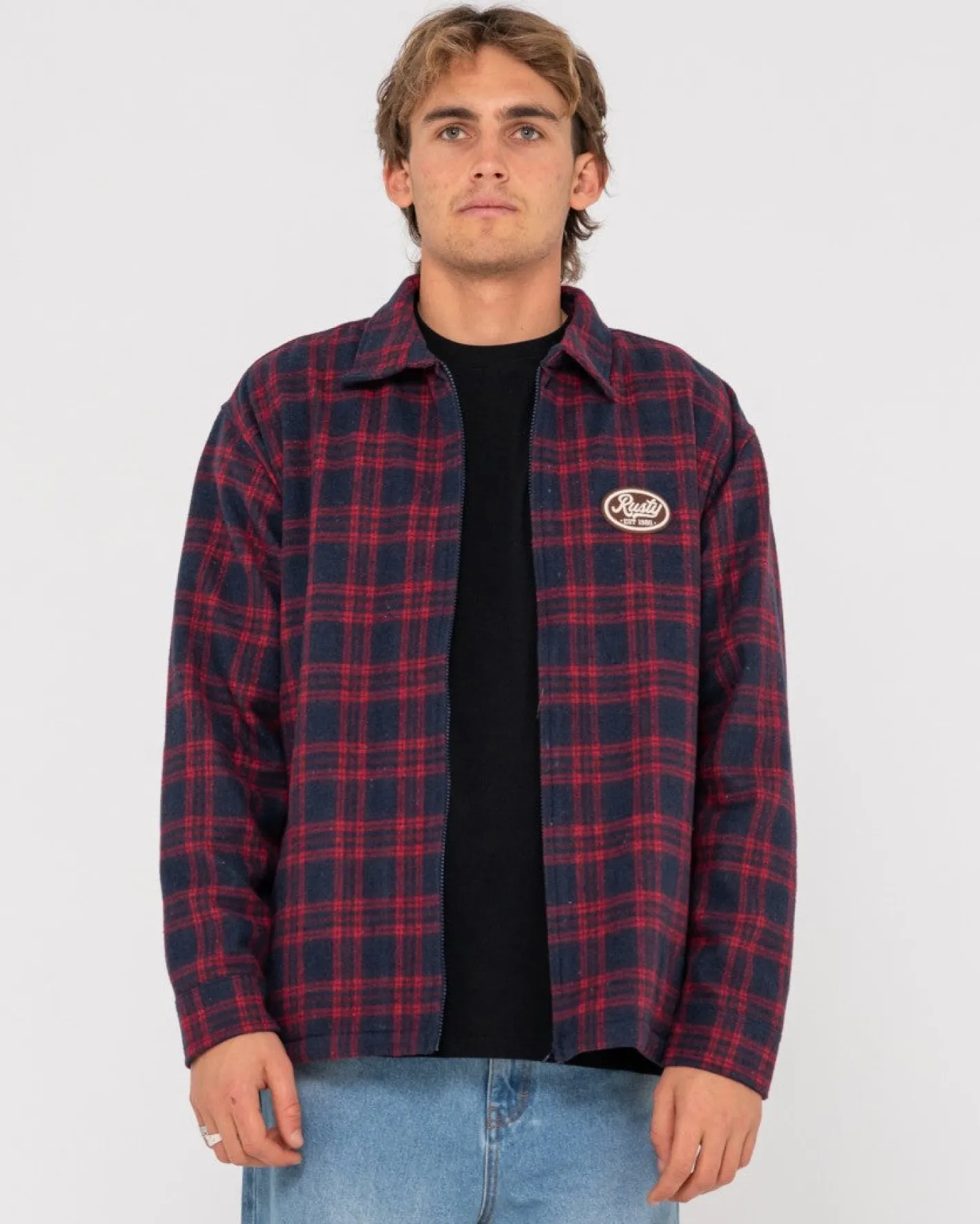 Cheap Woodchuck Woven Plaid Zip Up Jacket Mens Jackets